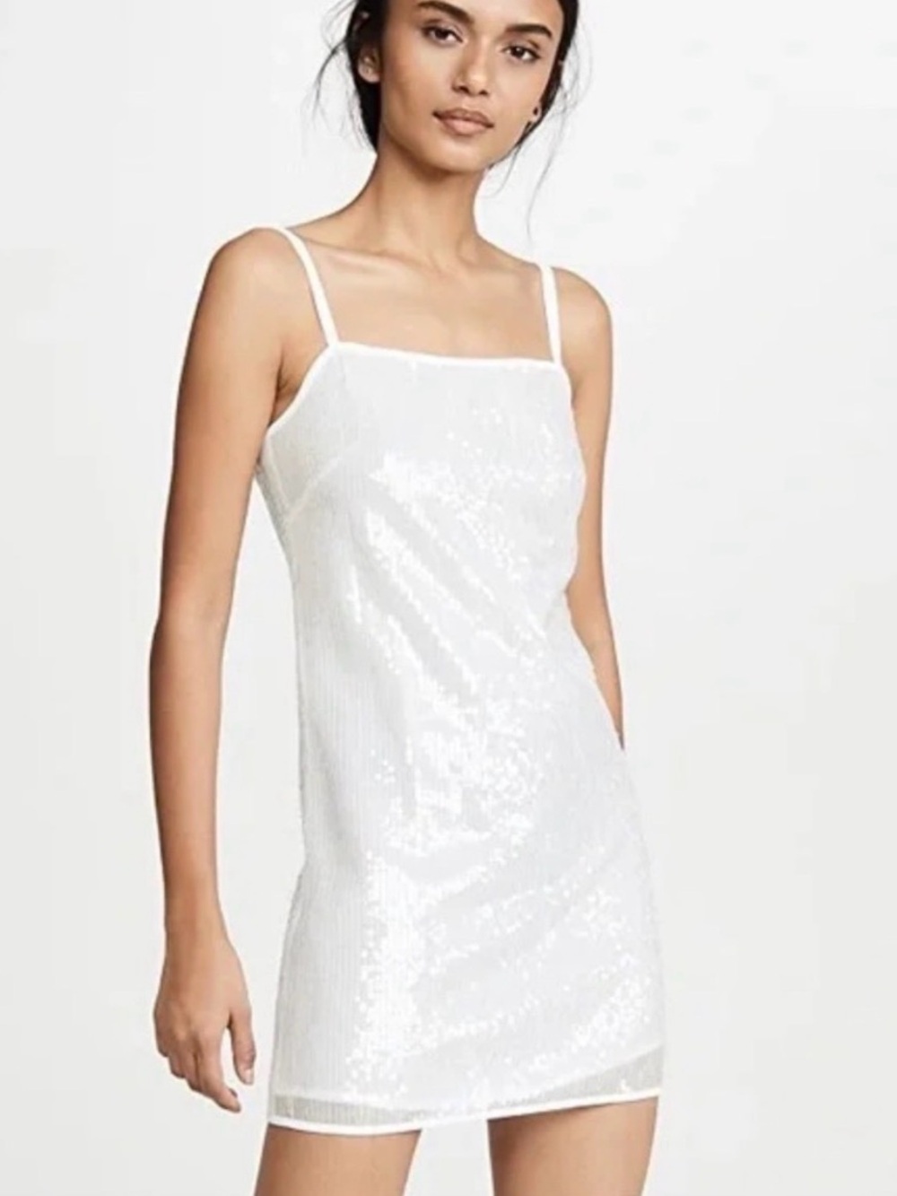 STAUD White Sequin Slip Dress - wedding afterparty